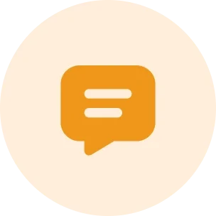 A yellow and white icon of an orange speech bubble.